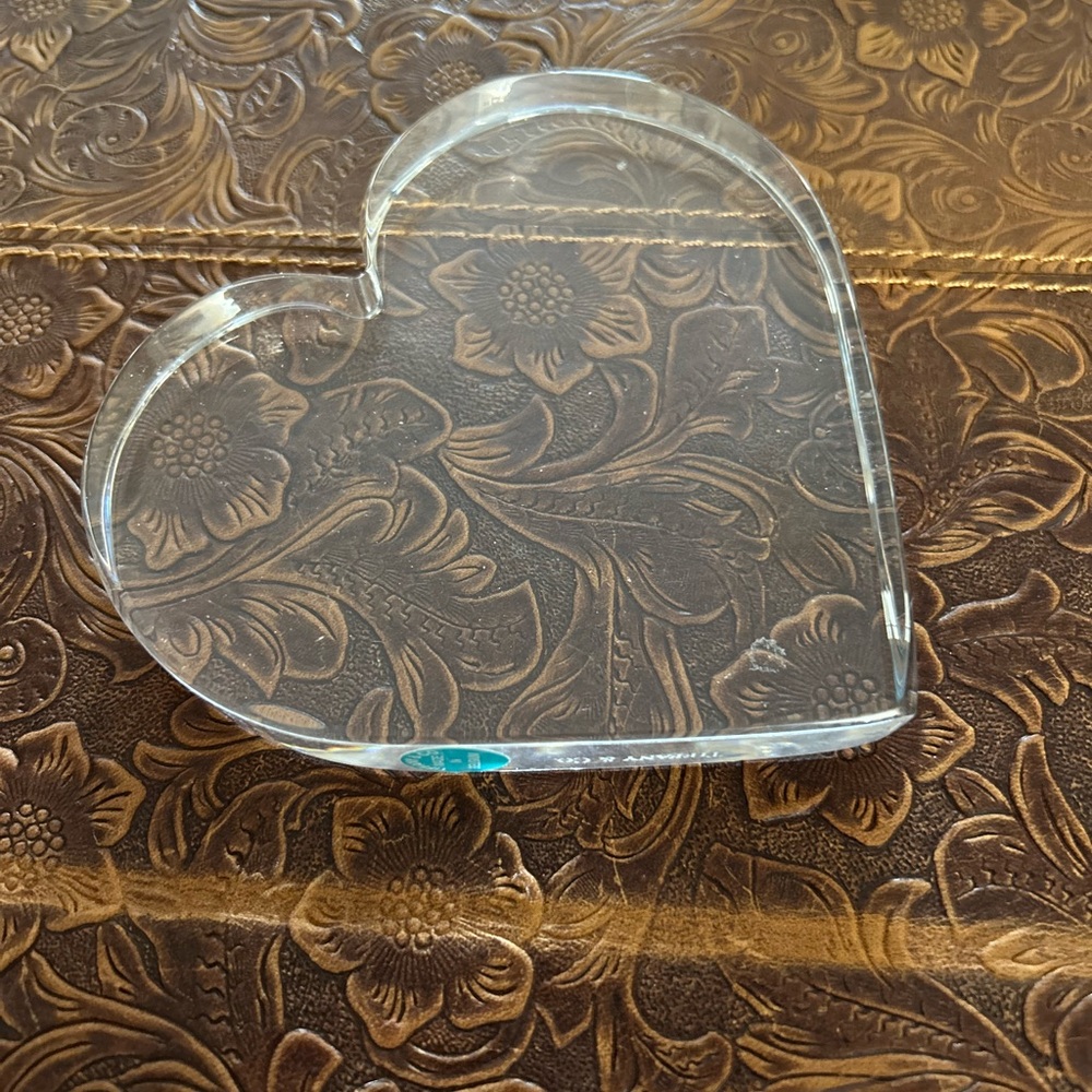 Tiffany & Co. Clear Glass heart paper weight